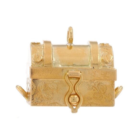 Yellow Gold Retro Hope Chest Charm - 14k Opens